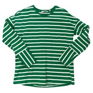 D&Co Active Green White Stripe Long Sleeve Casual‎ Top Women's XS